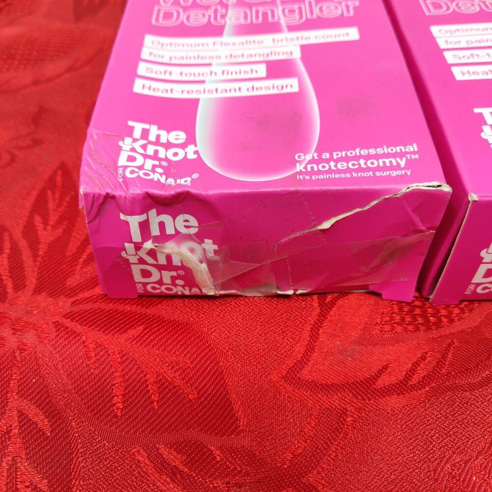 2X Conair The Knot Dr. Pro Brite Wet & Dry Detangler Pink Hair Brushes - Picture 4 of 7